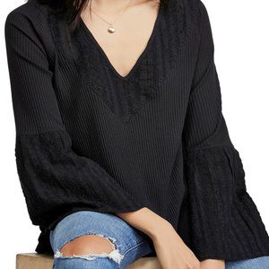Free People Parisian Nights Bell Sleeve Blouse